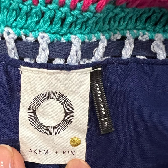 Akemi + Kin Navy With Mulyi Color Crochet Detail Sleeveless Dress Size Small - Picture 5 of 6